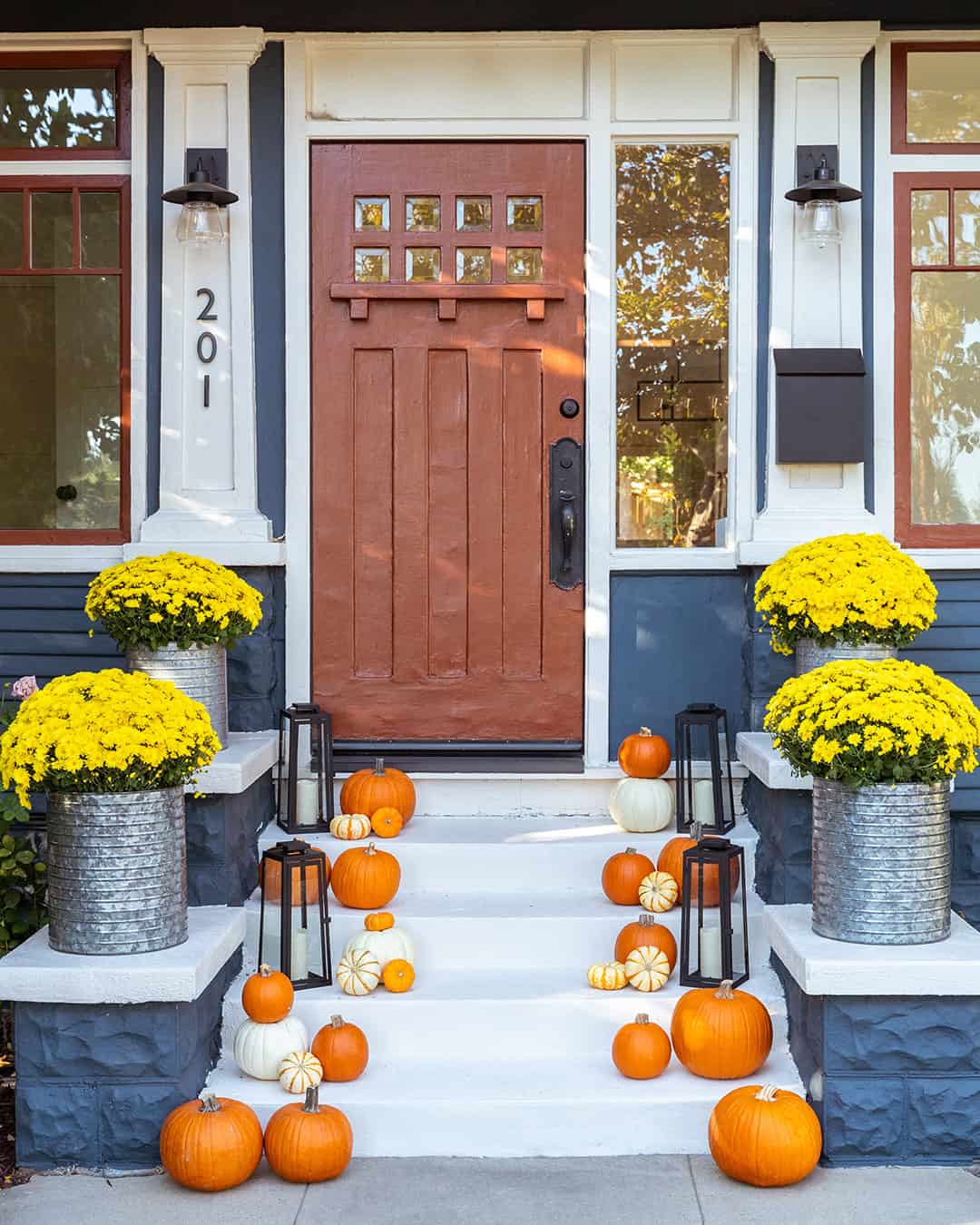 Pumpkins with Galvanized Planters