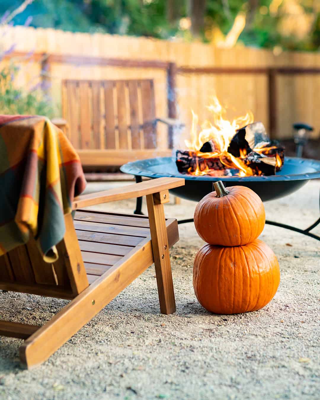 Firepit pumpkin decor