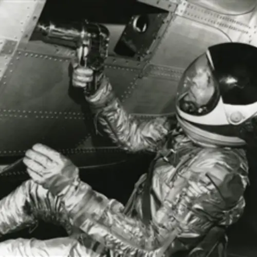 Astronaut using a Black & Decker drill