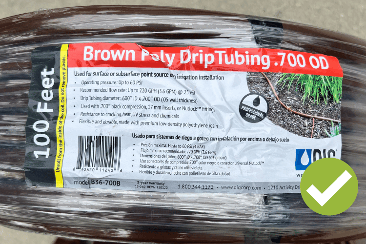 Drip tubing without emitters