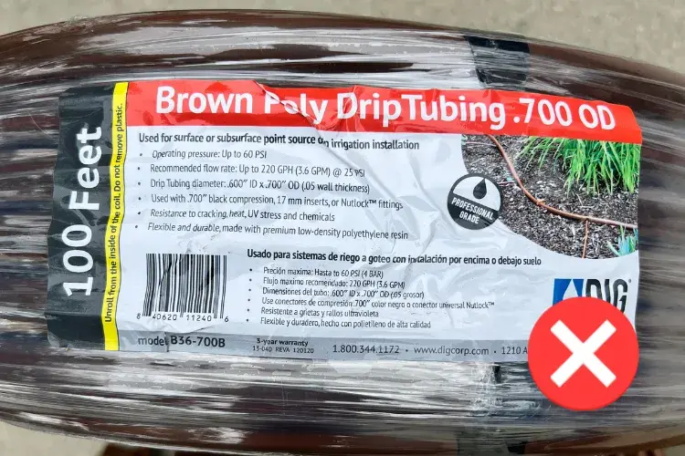 Tubing without emitters