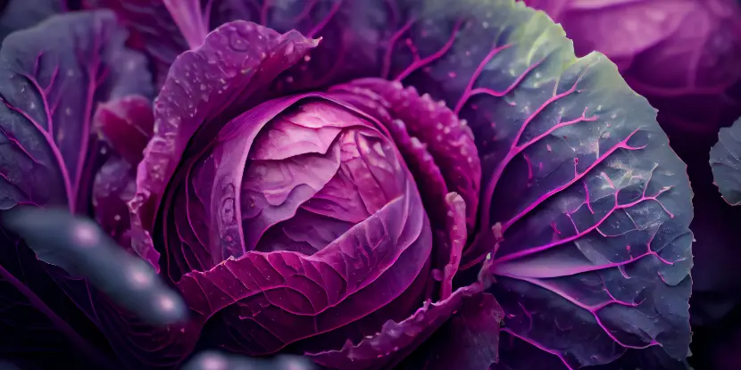 A newly formed red cabbage head