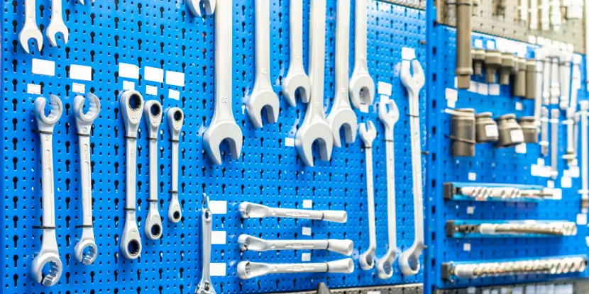 A pegboard for organizing tools
