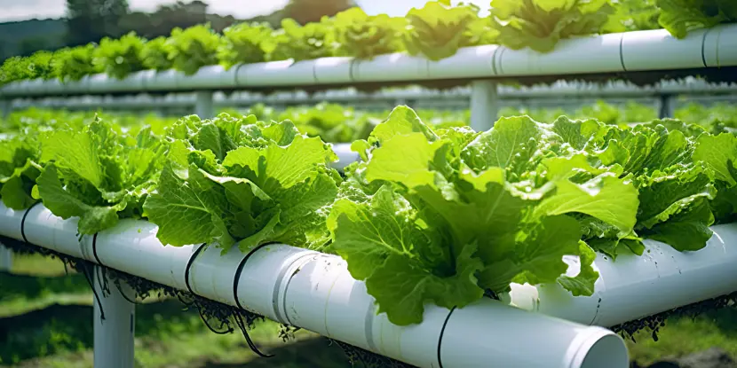 Commercial hydroponic lettuce growing