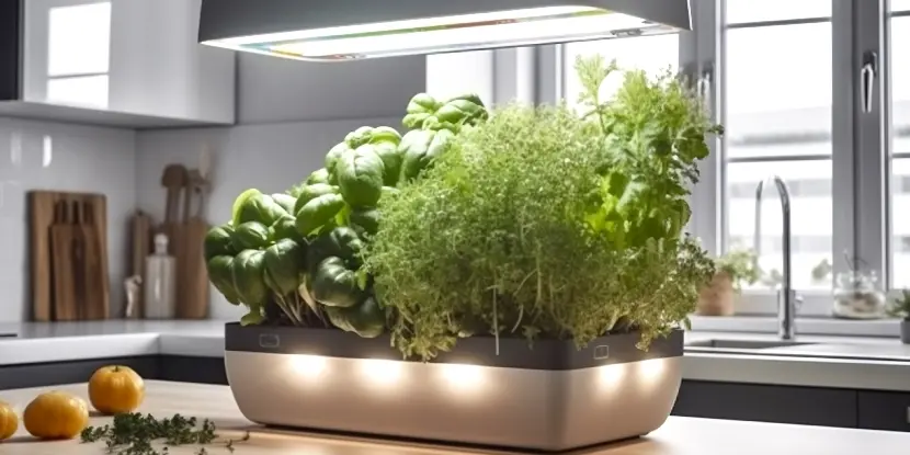 A small hydroponic herb garden