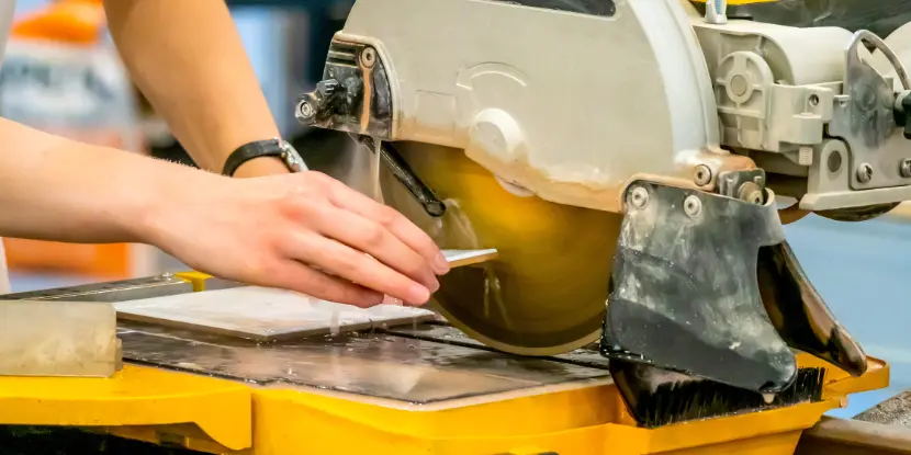 Cutting ceramic tile with a wet saw