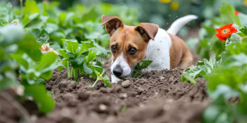 Dog in a garden