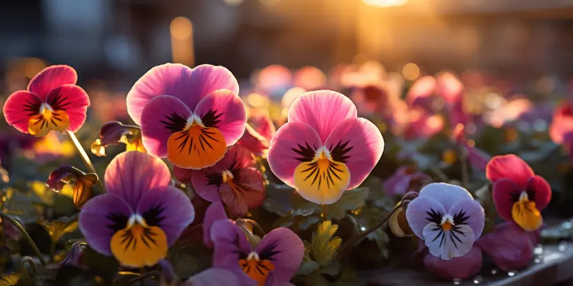 Bright pansies with their friendly "faces"