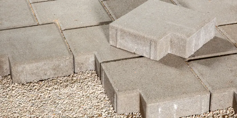 Concrete pavers on a bed of gravel