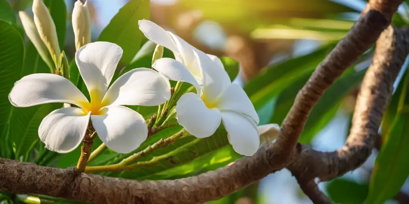 Branches of a plumeria tree