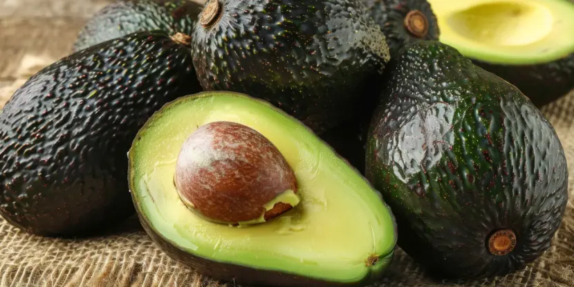 Sliced avocado with the pit