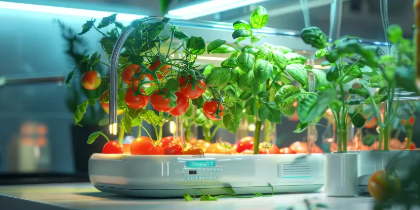 Tomato plants growing hydroponically