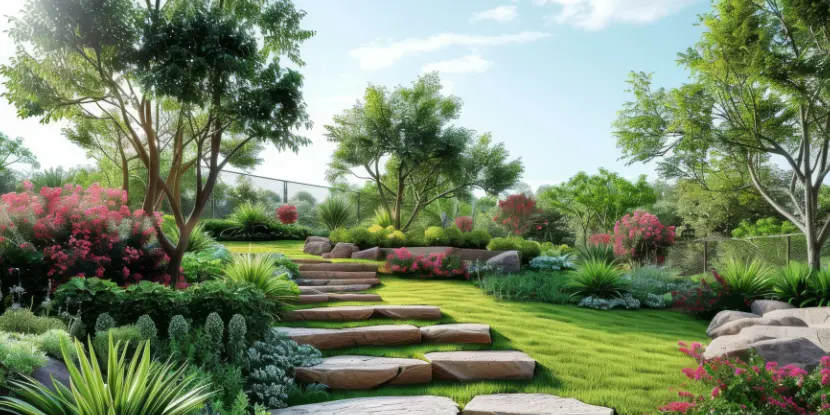 Stone steps in a garden