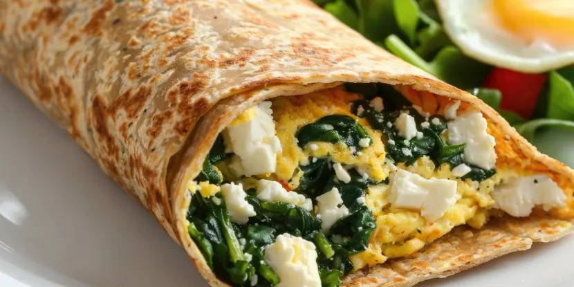 Breakfast burrito with spinach