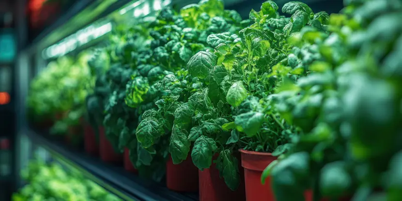 Herbs growing indoors