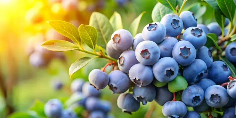 A cluster of ripe blueberries ready to be picked