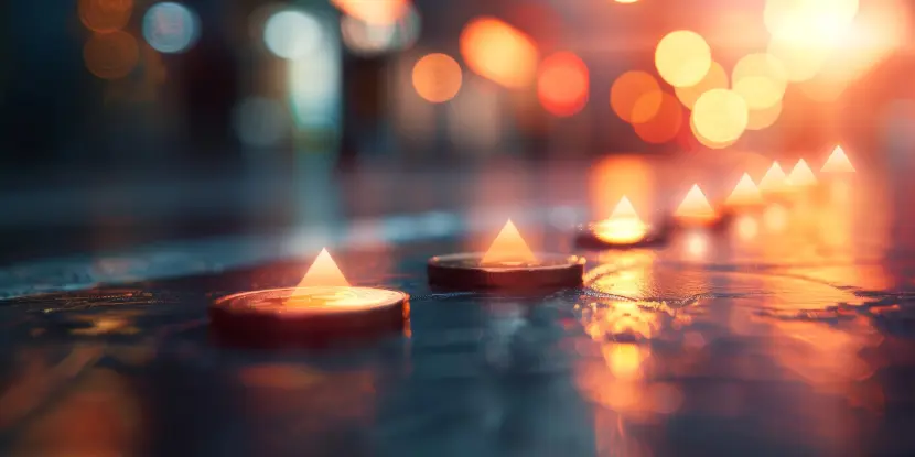 Floating tealights create an almost magical effect