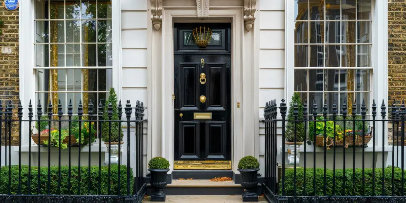 A freshly-painted steel door