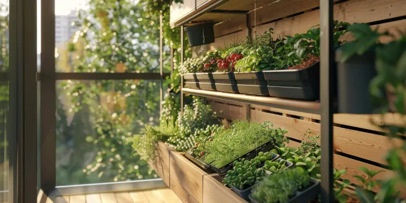 A vertical garden growing indoors