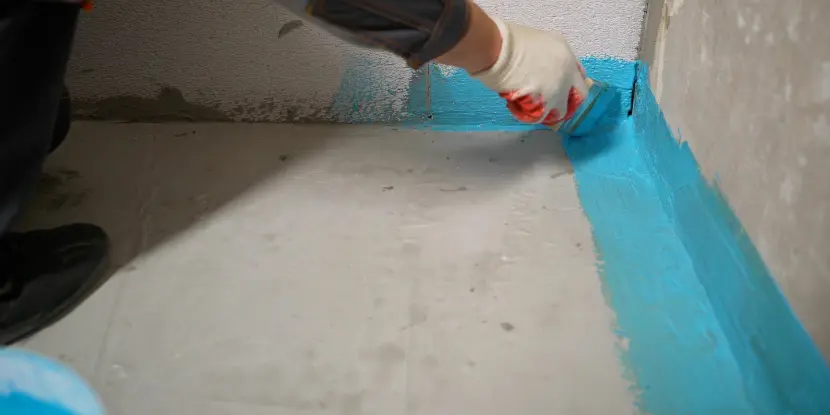 Man painting epoxy with a brush