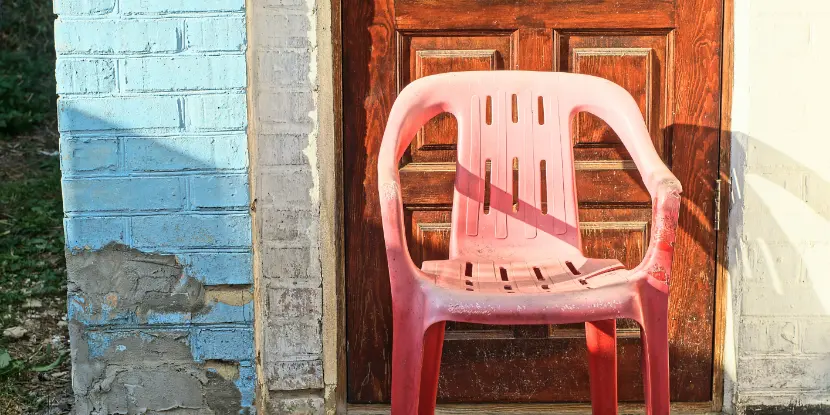 Old plastic patio chair