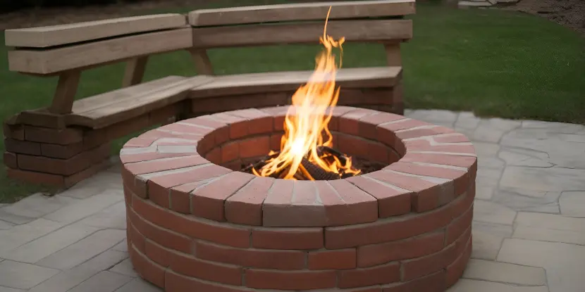 Double-walled brick fire pit