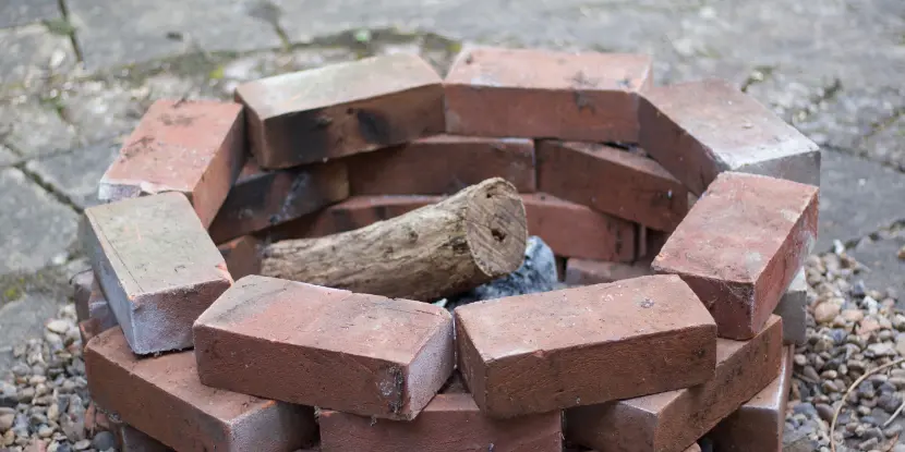 A crude brick fire pit