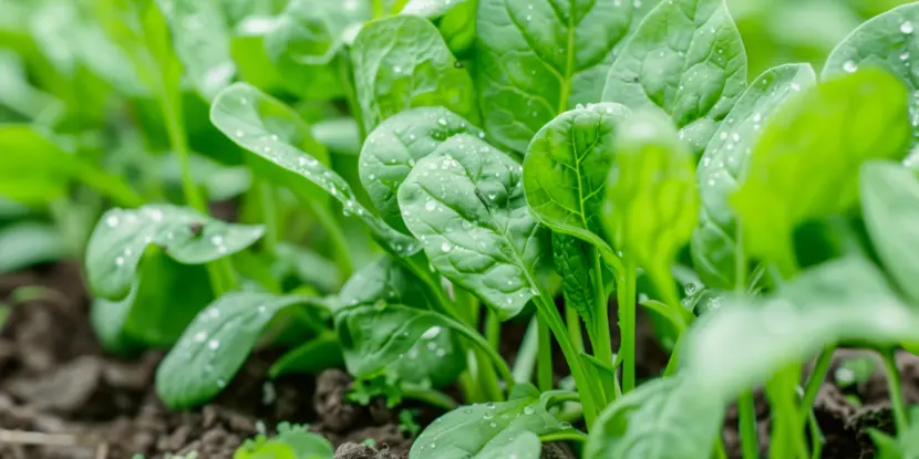 Spinach growing in the garden