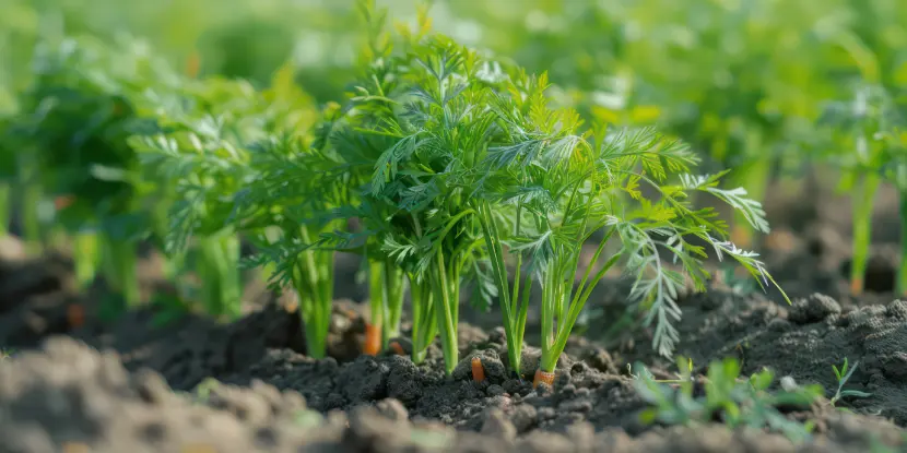 Carrots growing in the garden