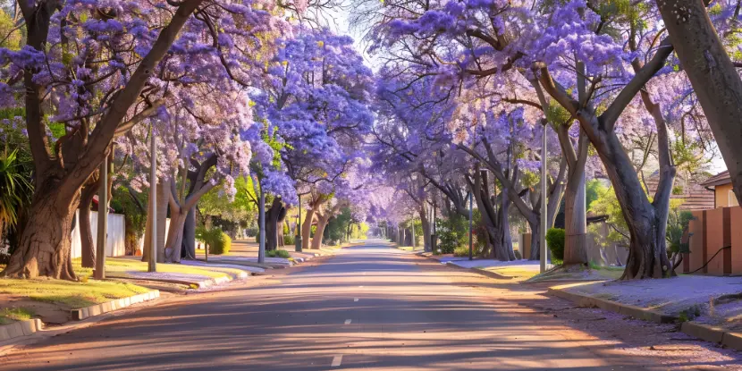 Flowering jacaranda trees