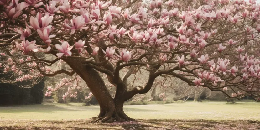 Flowering magnolia tree