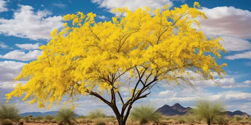 Flowering palo verde tree