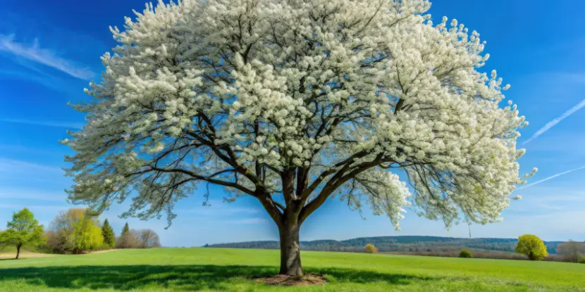 A flowering Bradford pear tree