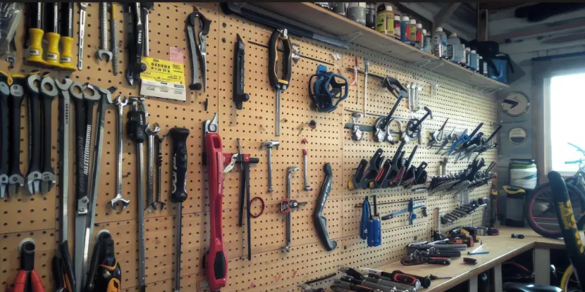 Pegboard with tools