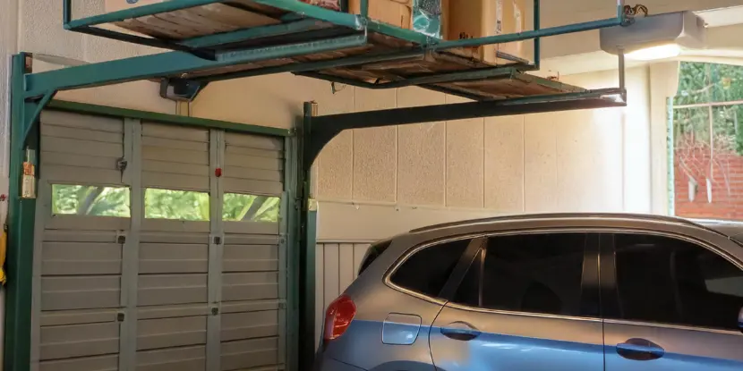 Overhead storage in a garage