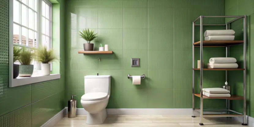 Bathroom with avocado walls