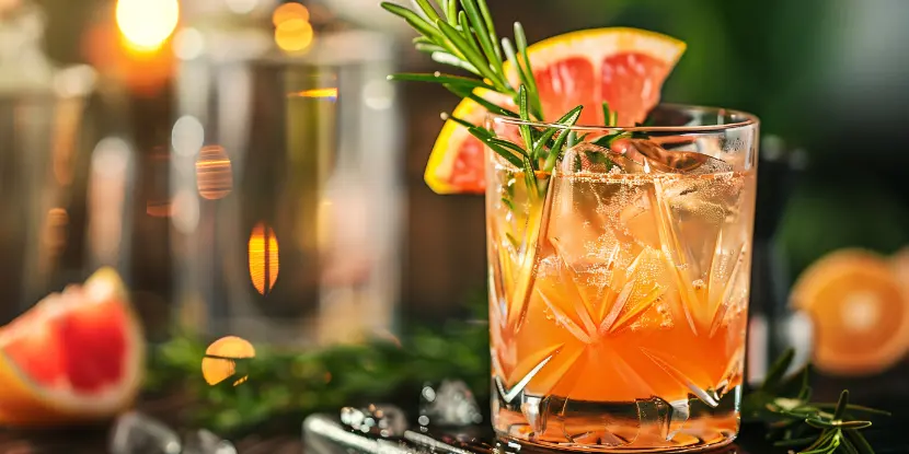 Cocktail with a sprig of rosemary