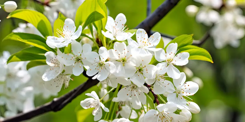 Closeup of serviceberry blossoms