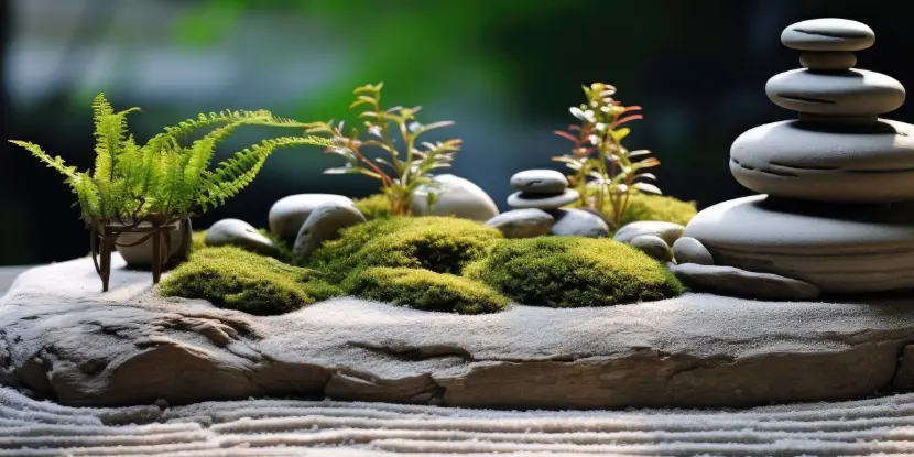 A rock "oasis" in a Zen garden