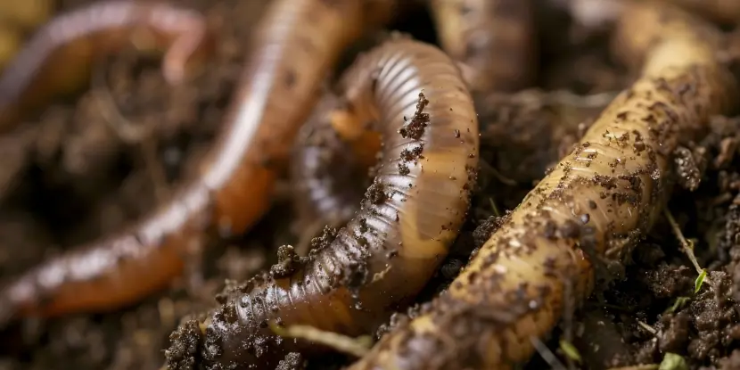 Earthworms in soil