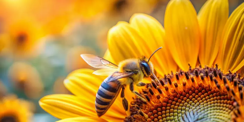 A bee on a sunflower