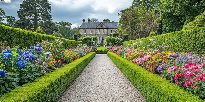 Hedge borders in a traditional garden