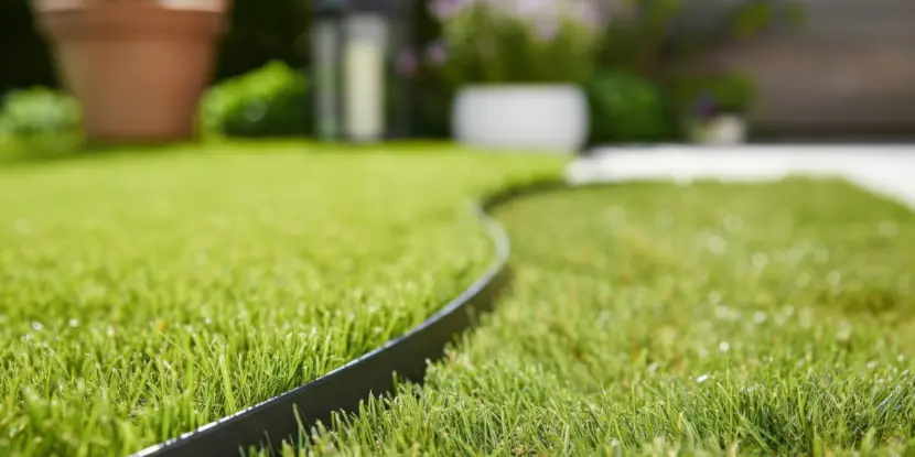 Plastic edging in a lawn