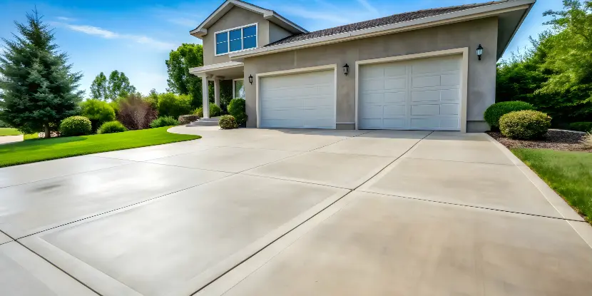 A concrete driveway with expansion joints