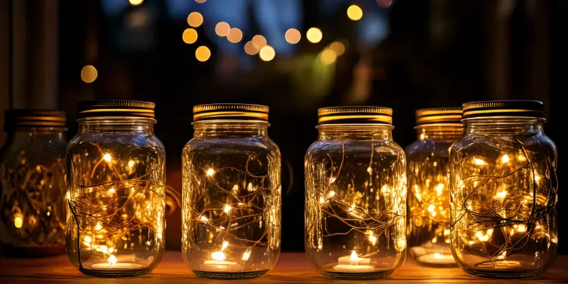 Jars of fairy lights