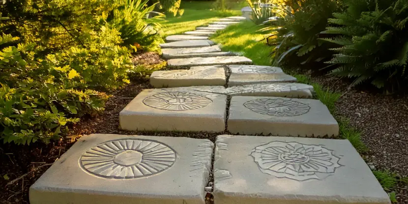 Stenciled concrete blocks