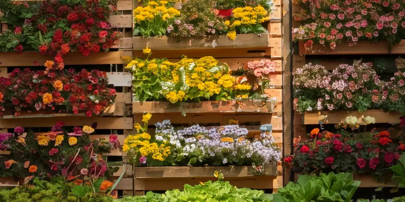 A vertical flower garden