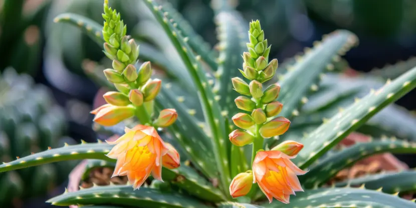 Aloe vera plant in bloom