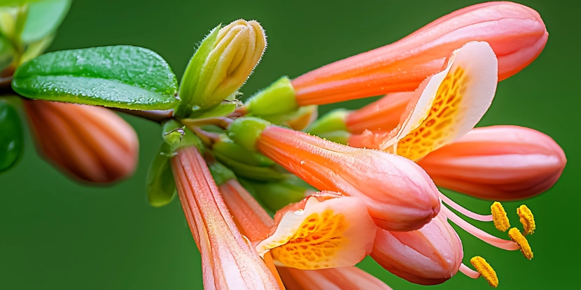 Coral honeysuckle buds