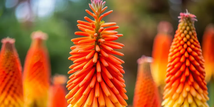 Red hot poker flower stalks